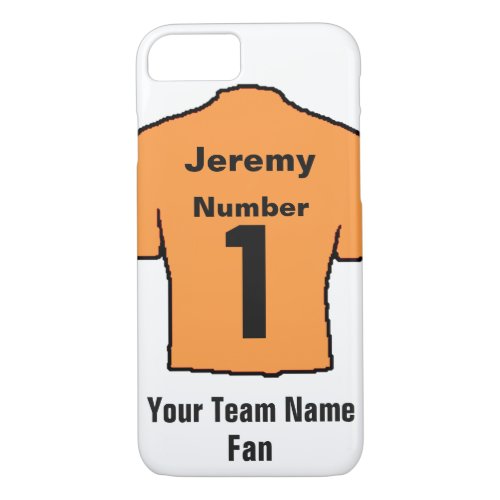 Orange Football Shirt Customise the name and team iPhone 87 Case