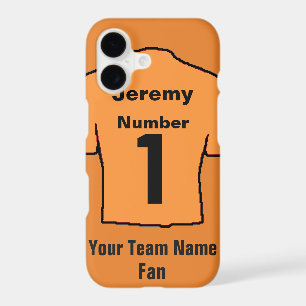 Orange Football Shirt. Customise the name and team iPhone 17 Case