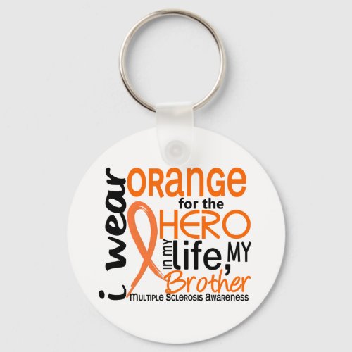 Orange For Hero 2 Brother MS Multiple Sclerosis Keychain