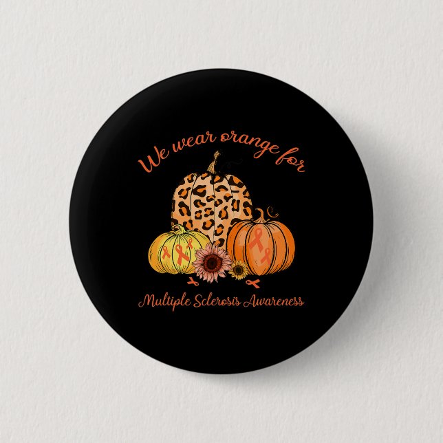 Orange For Multiple Sclerosis Awareness Pumpkin Gi Button (Front)