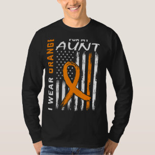 Orange For My Aunt Leukemia Awareness American Fla T-Shirt