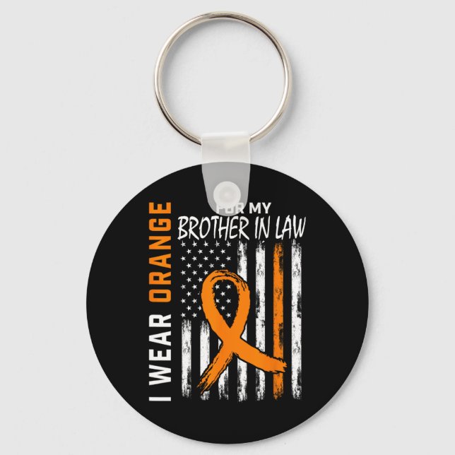 Orange For My Brother In Law Leukemia Awareness Fl Keychain (Front)