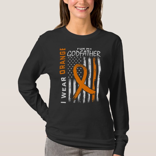 Orange For My Godfather Multiple Sclerosis Awarene T-Shirt (Front)