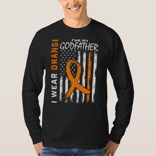 Orange For My Godfather Multiple Sclerosis Awarene T-Shirt (Front)