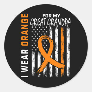 Orange For My Great Grandpa Leukemia Cancer Awaren Classic Round Sticker