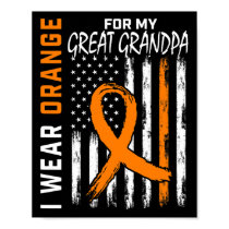 Orange For My Great Grandpa Leukemia Cancer Awaren Poster