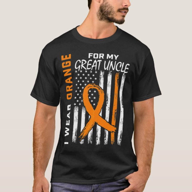 Orange For My Great Uncle Leukemia Awareness Flag  T-Shirt (Front)