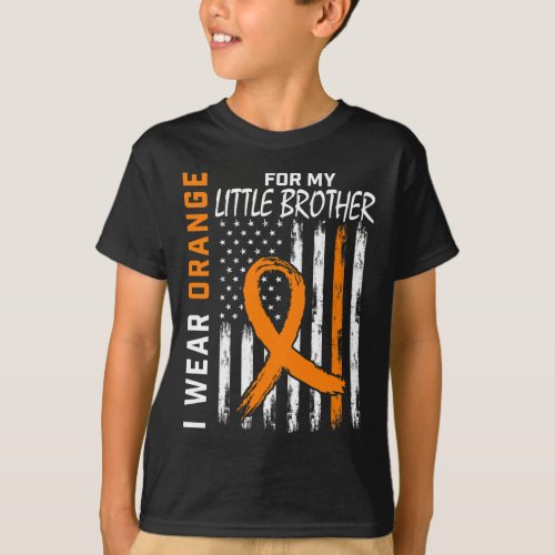 Orange For My Little Brother Leukemia Cancer Aware T_Shirt