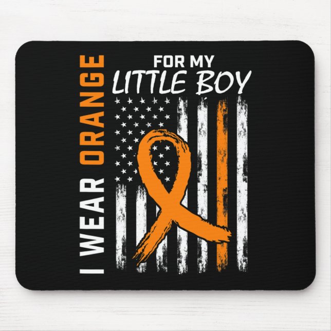 Orange For My Son Little Boy Leukemia Cancer Aware Mouse Pad (Front)