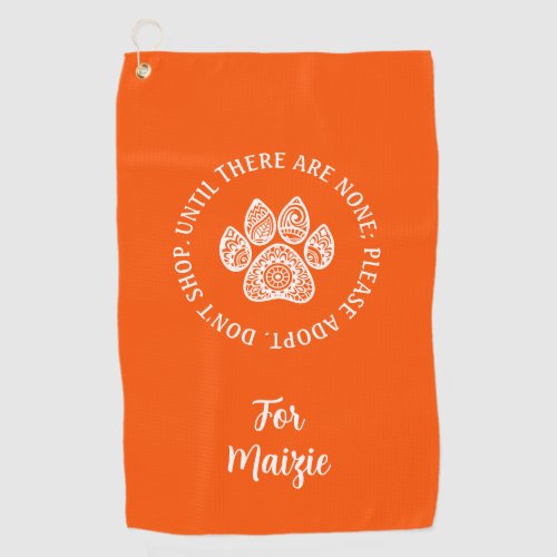 Orange For Pet Rescue Awareness Personalized Golf Towel
