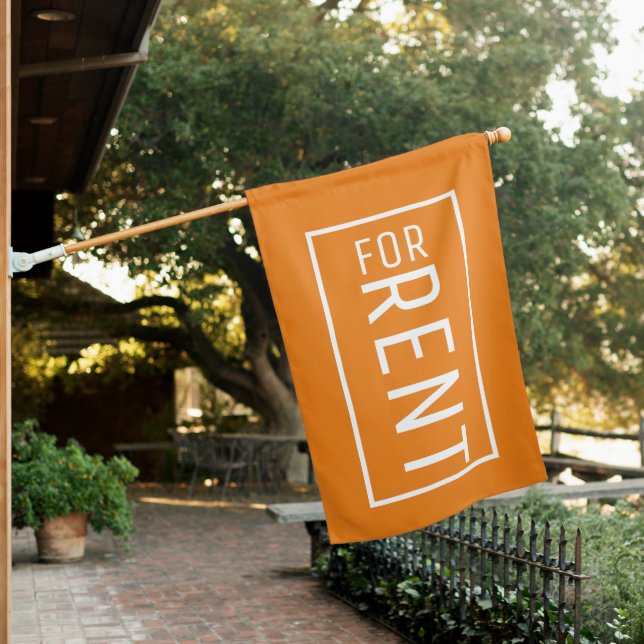 ORANGE FOR RENT SIGN FLAG (In SItu)