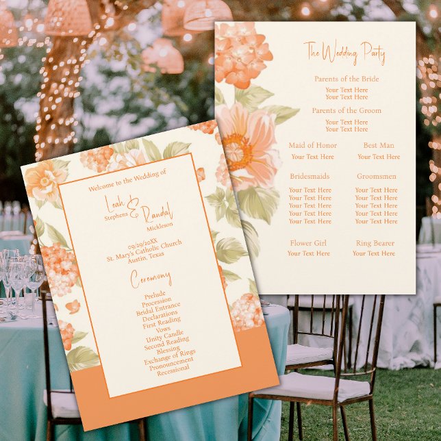 Orange Foral Wedding Program (Creator Uploaded)