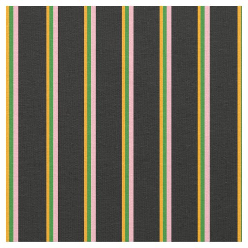 Orange, Forest Green, Light Pink & Black Lines Fabric