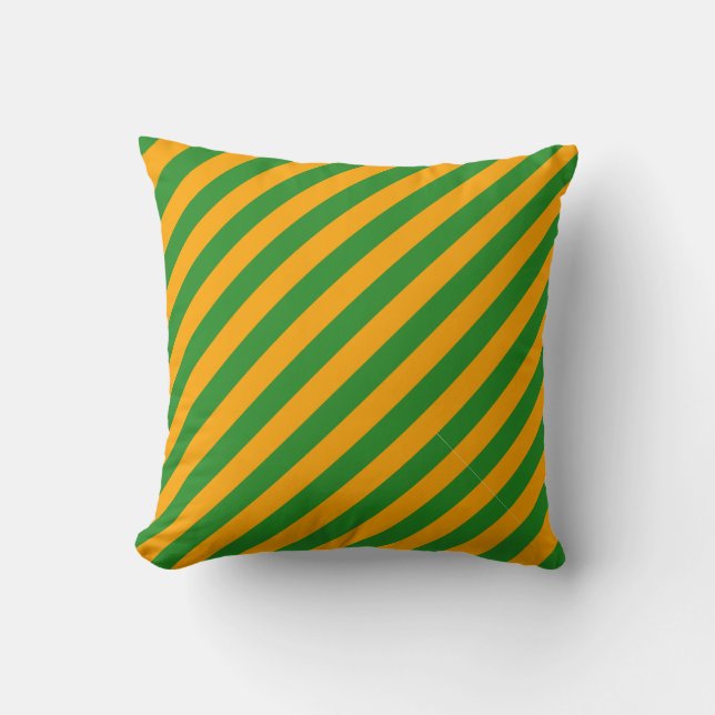 Orange & Forest Green Stripes/Lines Pattern Pillow (Front)