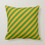 [ Thumbnail: Orange & Forest Green Stripes/Lines Pattern Pillow ]