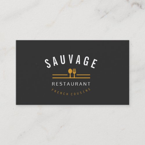 Orange Fork  Knife Logo Catering Restaurant Cafe Business Card
