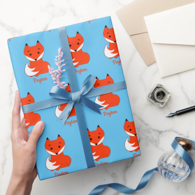 Orange Fox Add a Name Wrapping Paper (Gifting)