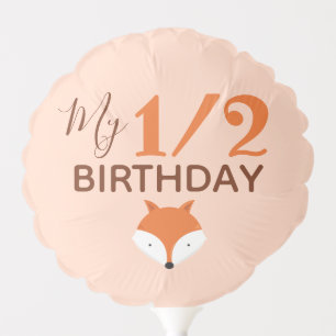 Orange Fox Baby Half Birthday Balloon