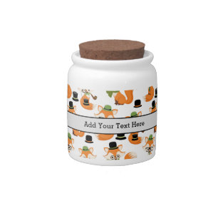 Orange Fox Black Hat Nerd Hipster Glasses Foxes Candy Jar