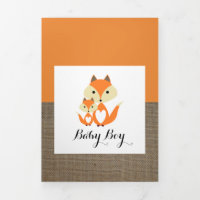 Orange Fox Burlap, 5 Photo Collage Baby Birth