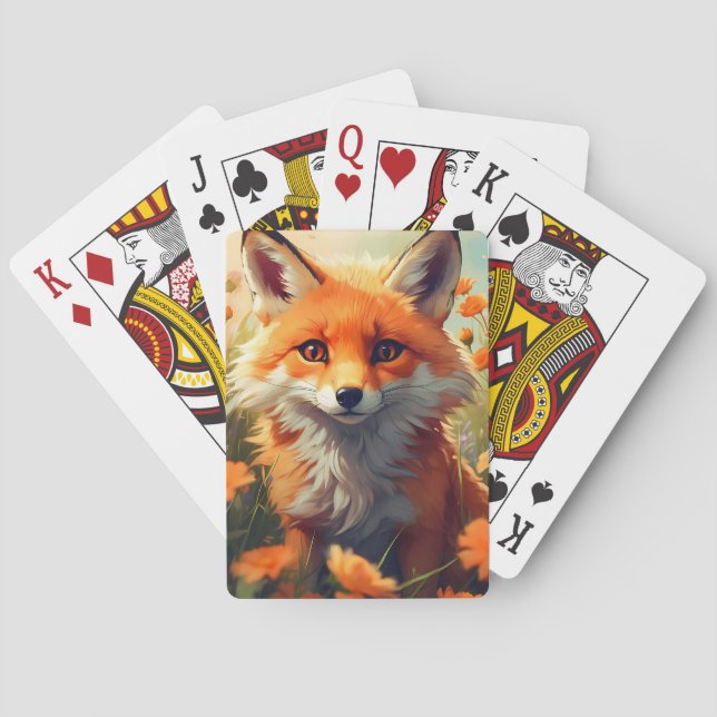 Orange fox illustration poker cards (Back)