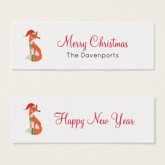 Orange Fox in Red Santa Hat Merry Christmas (Front & Back)