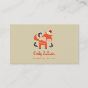 Orange Fox In Santa Hat Cute Whimsical Christmas Business Card