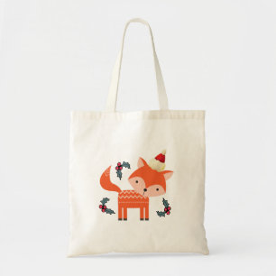 Orange Fox In Santa Hat Cute Whimsical Christmas Tote Bag