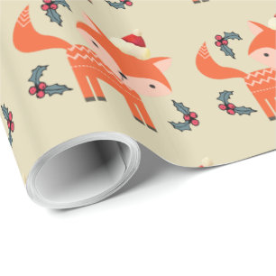 Orange Fox In Santa Hat Cute Whimsical Christmas Wrapping Paper