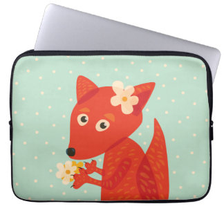 Orange Fox Kawaii Cute Kids Laptop Sleeve