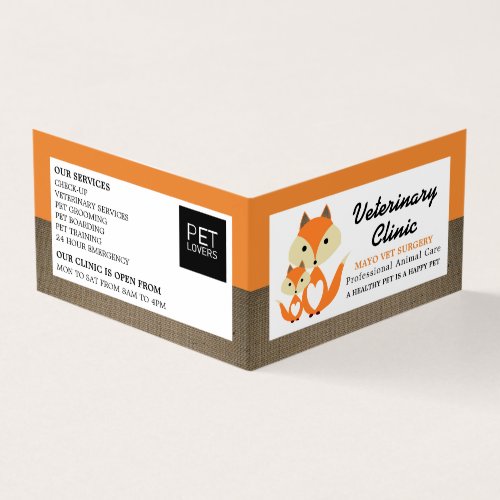 Orange Fox Veterinarian Veterinary Detailed Business Card