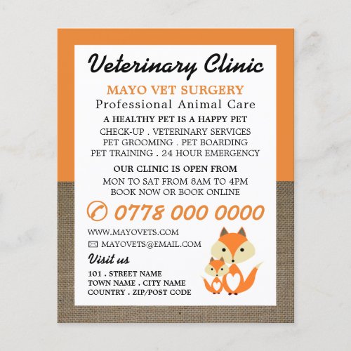 Orange Fox Veterinarian Veterinary Service Flyer