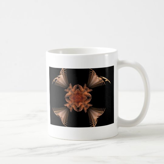 Orange Fractal Art Floral Design Coffee Mug