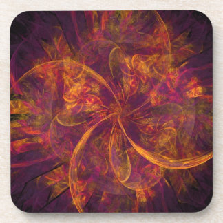 Orange Fractal Beverage Coaster