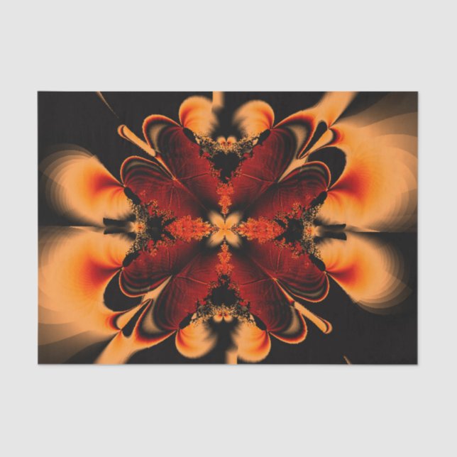 Orange Fractal Flower Tissue Paper (Front)