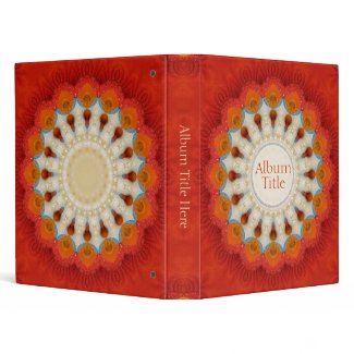 Orange Fractal Mandala Feather Wheel Album Binder binder