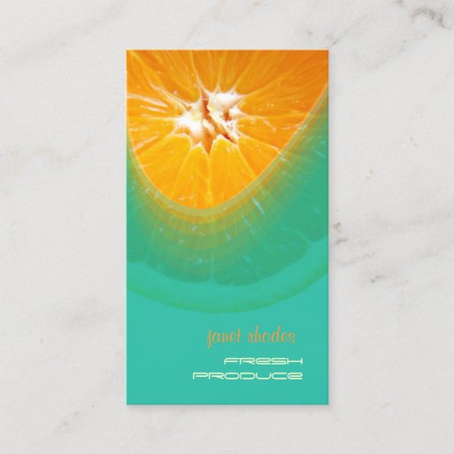 Customizable Orange, fresh produce business cards