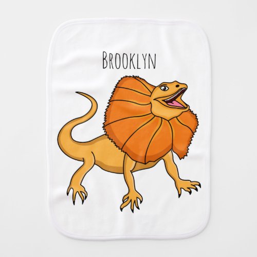 Orange frilled_neck lizard cartoon illustration baby burp cloth