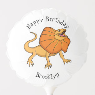 Orange frilled-neck lizard cartoon illustration balloon