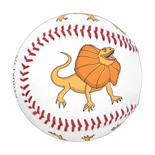 Orange frilled_neck lizard cartoon illustration  baseball