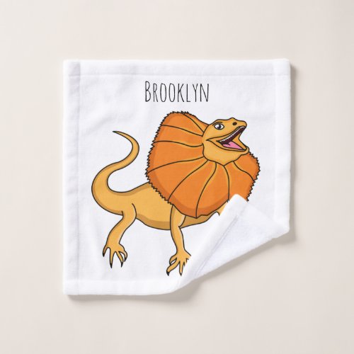 Orange frilled_neck lizard cartoon illustration bath towel set