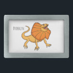 Orange frilled-neck lizard cartoon illustration belt buckle<br><div class="desc">For reptile lovers. This frilled-neck lizard is drawn in happy cartoon style.</div>