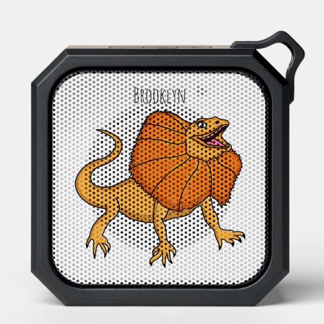 Orange frilled-neck lizard cartoon illustration  bluetooth speaker (Front)