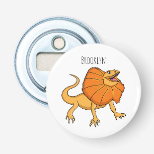 Orange frilled-neck lizard cartoon illustration bottle opener