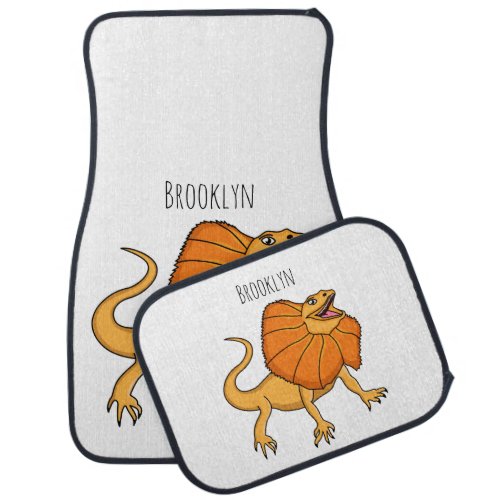 Orange frilled_neck lizard cartoon illustration car floor mat