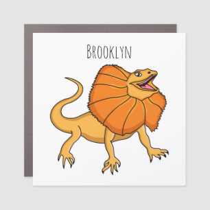 Orange frilled-neck lizard cartoon illustration car magnet