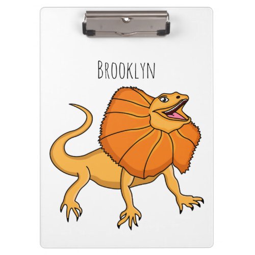 Orange frilled_neck lizard cartoon illustration clipboard