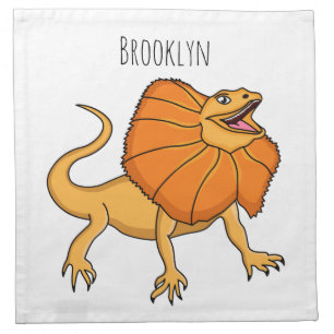 Orange frilled-neck lizard cartoon illustration cloth napkin