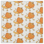 Orange frilled-neck lizard cartoon illustration fabric