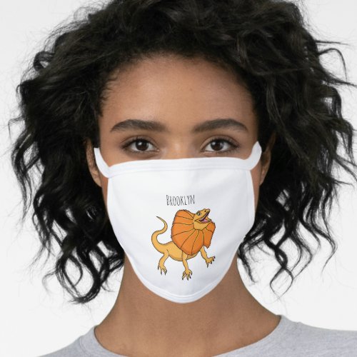 Orange frilled_neck lizard cartoon illustration face mask